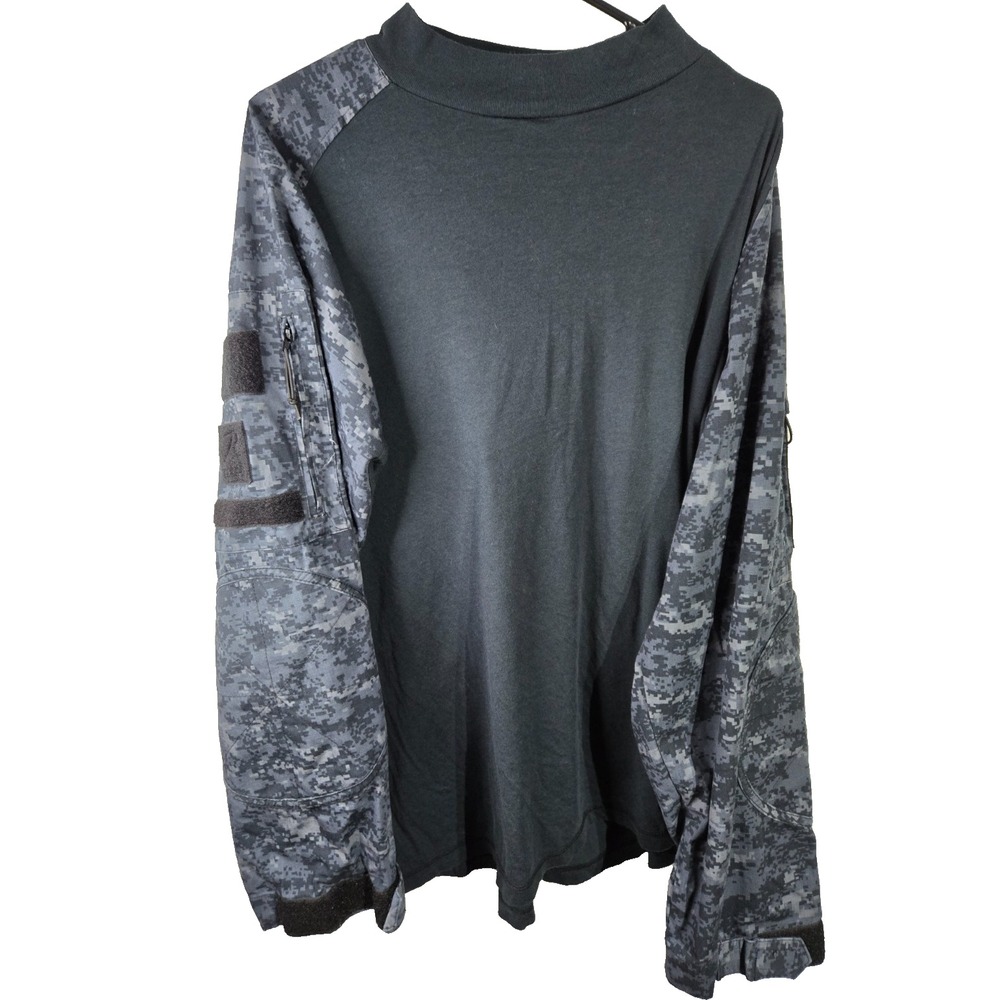 Rothco Black Grey Camo Long Sleeve Shirt Mens Size XL Army Military Outdoor Tee